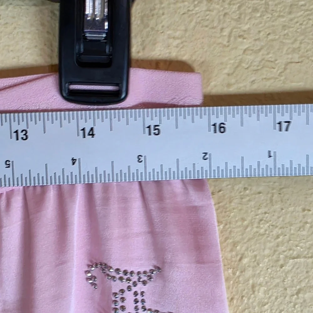 Juicy Couture Pink Satin Sleepwear Pants Rhinestone‎ Logo Wide Leg Size M lounge